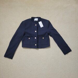 Stradivarius Women's Navy Blue Tweed Jacket NWT, Size Medium